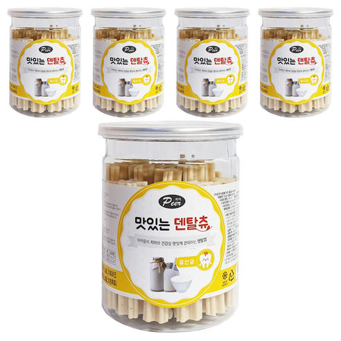 피어 강아지 맛있는 덴탈츄 치석제거 간식, 유산균, 250g, 5개