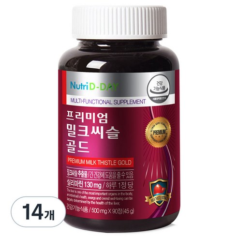 뉴트리디데이 프리미엄 밀크씨슬 골드 500mg, 90정, 14개