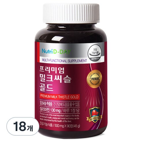 뉴트리디데이 프리미엄 밀크씨슬 골드 500mg, 90정, 18개