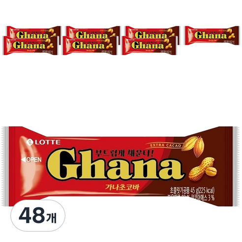 롯데제과 가나초코바 땅콩, 45g, 48개
