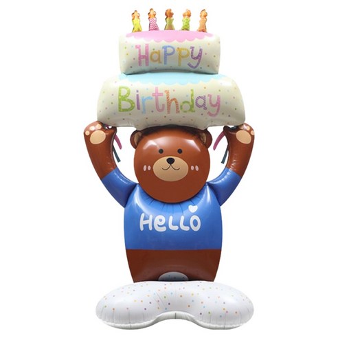 코히모 곰돌이 초대형 생일 파티 벌룬 은박 풍선 5W0450, 1개, 혼합색상