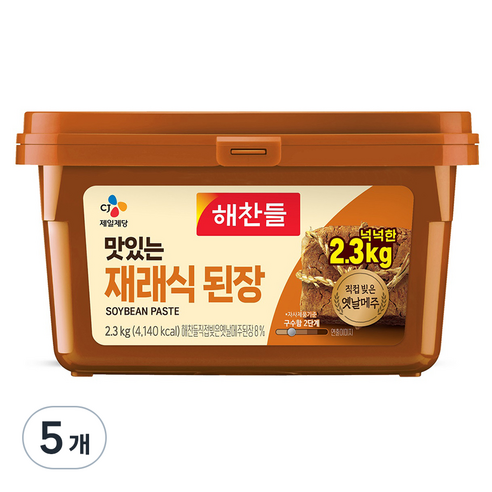 해찬들 재래식 된장, 5개, 2.3kg