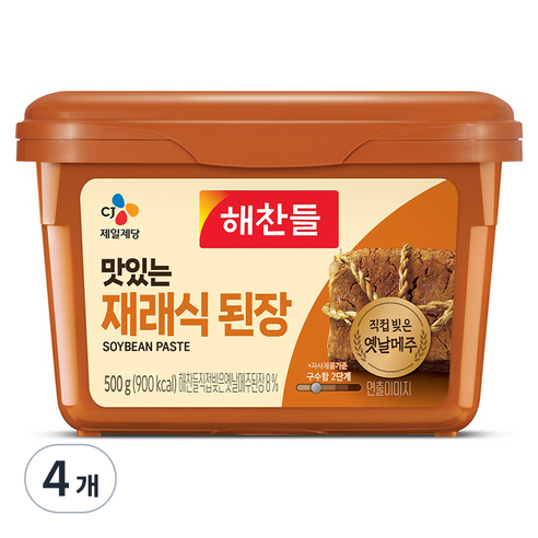 해찬들 재래식 된장, 500g, 4개