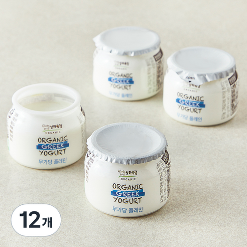 상하목장 유기농 그릭요거트 무가당 플레인, 80g, 1개입, 12개