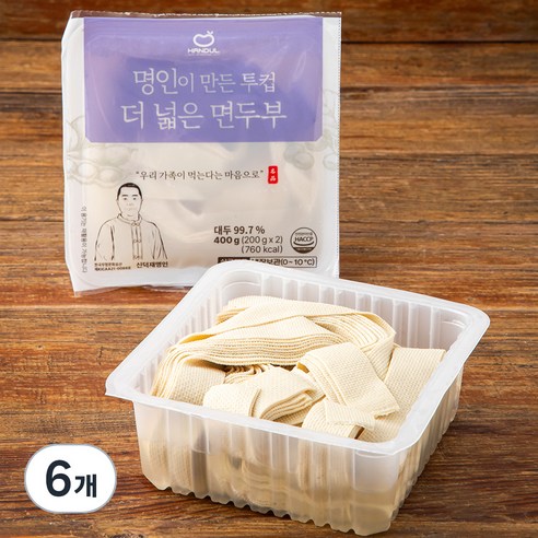 한둘 명인이 만든 투컵 더 넓은 면두부, 200g, 6개
