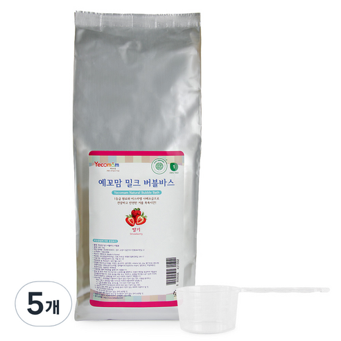 예꼬맘 밀크 버블바스 입욕제 딸기향 리필, 1000g, 5개