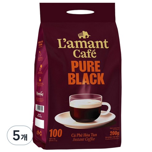라만트 베트남 퓨어 블랙커피믹스, 100개입, 5개, 2g