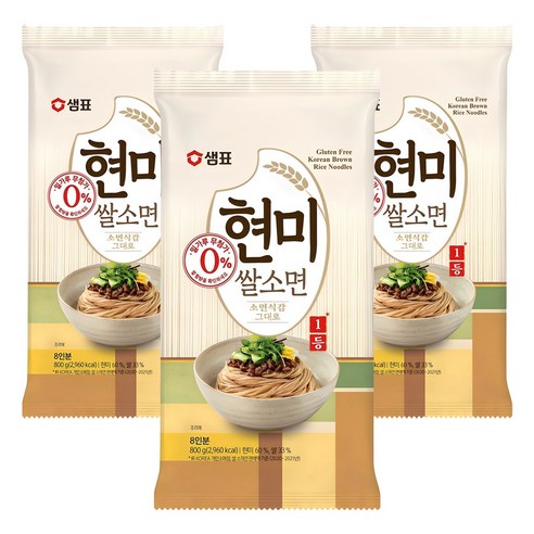 샘표국시 현미 쌀 소면, 800g, 3개
