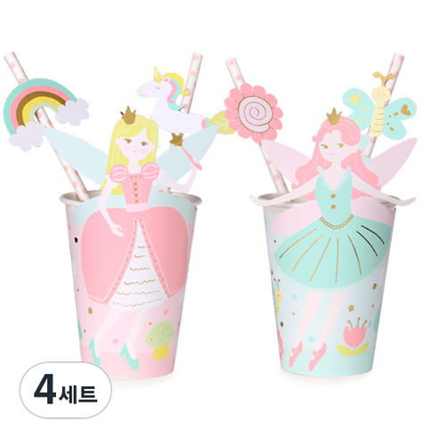 인디케이 꿈꾸는 숲속 요정 민트 파티컵 세트4p + 핑크 파티컵 세트 4p, 4세트