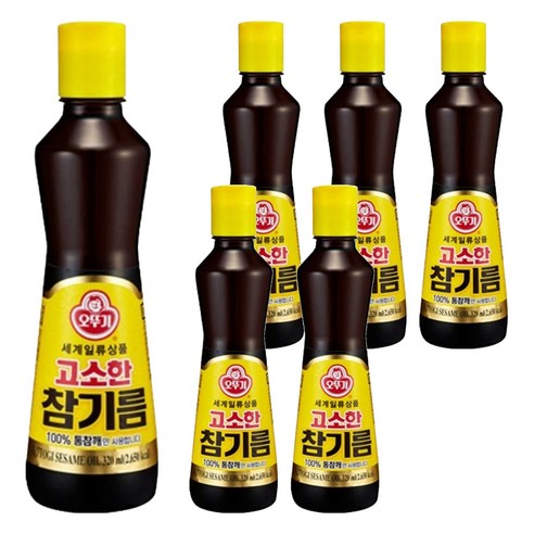 오뚜기 고소한 참기름 병, 320ml, 6개