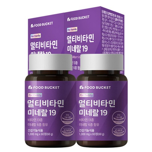푸드버킷 멀티비타민 미네랄 19, 60정, 2개