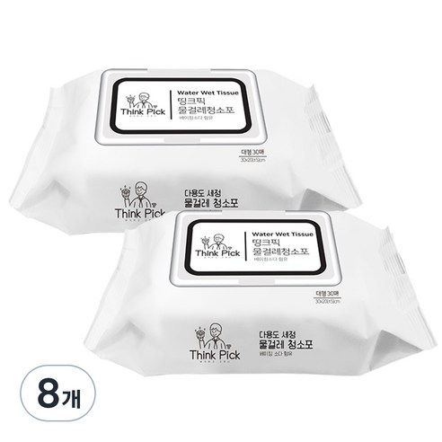 띵크픽 물걸레 청소포 대형 30매, 8개