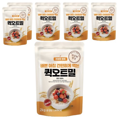 건강한밥상 간편하게 먹는 퀵 오트밀, 2kg, 6개