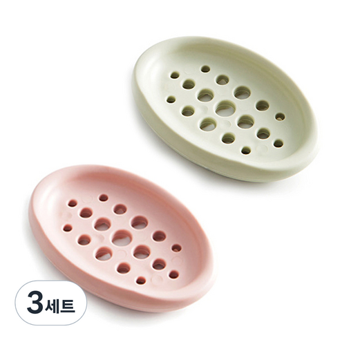 비누받침, 그린 + 핑크, 3세트