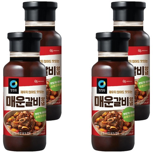 청정원 매운갈비 양념, 500g, 4개