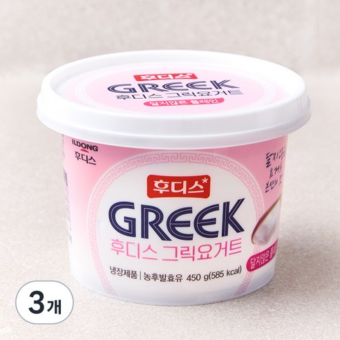 일동후디스 그릭요거트 달지않는 플레인, 450g, 3개