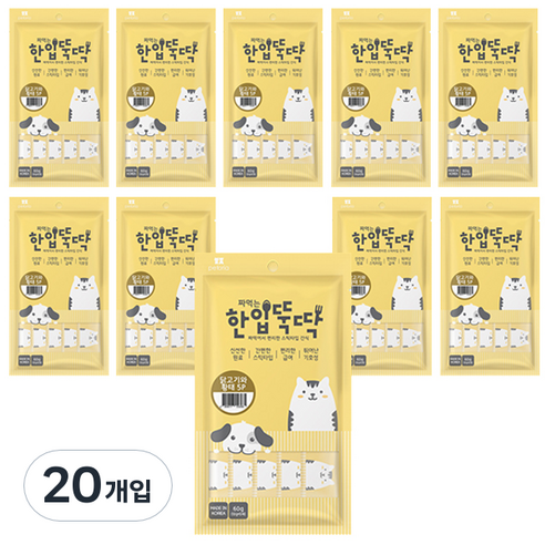 한입뚝딱 짜먹는 강아지 간식 닭고기와 황태, 닭고기 + 황태 혼합맛, 60g, 20개