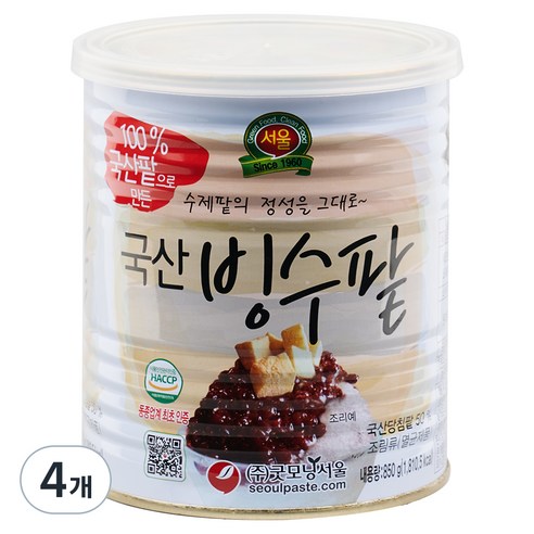 굿모닝서울 국산빙수팥, 850g, 4개