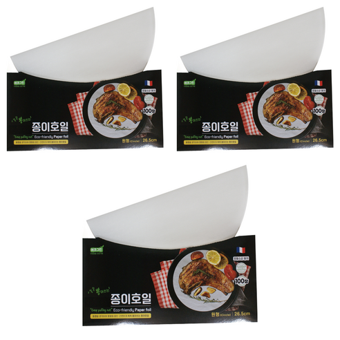 그린텍코리아 쏙쏙 뽑아쓰는 원형 Sheet 종이 호일, 26.5cm, 100개입, 3개
