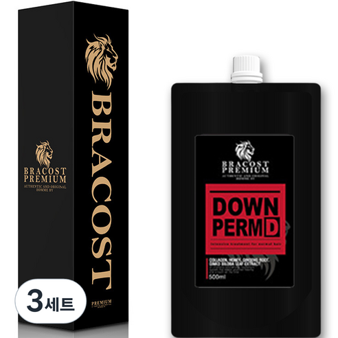 브라코스트 셀프 다운펌 손상모 + 시술도구 풀세트, 500ml, 3개