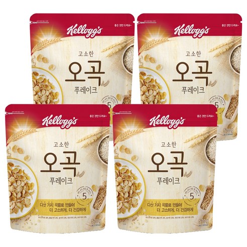 켈로그 오곡 푸레이크 시리얼, 570g, 4개