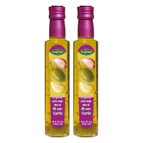 만토바 오가닉 엑스트라 버진 갈릭 올리브 오일, 250ml, 2개