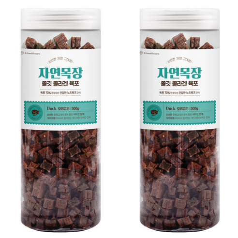 자연목장 강아지 쫄깃 콜라겐 육포 500g, 2개, 오리고기