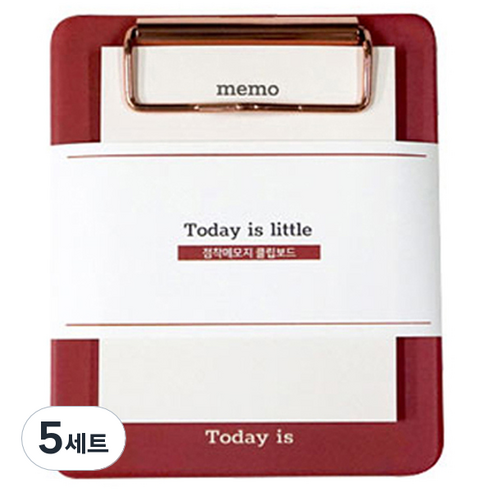 랑캣몰 투데이즈 뜯어쓰는 메모잇 + 미니 클립보드 세트 100mm x 120mm, 레드, 5세트