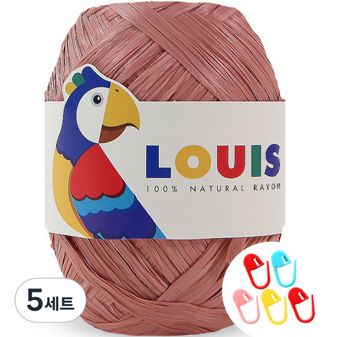 니뜨 루이 실 45g + 단수링 5p 세트, 110 무광 인디핑크(루이실), 랜덤발송(단수링), 5세트