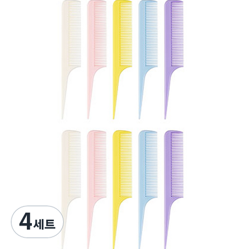 루이본 파스텔 미니 꼬리빗 10p 세트, 4개, 혼합색상