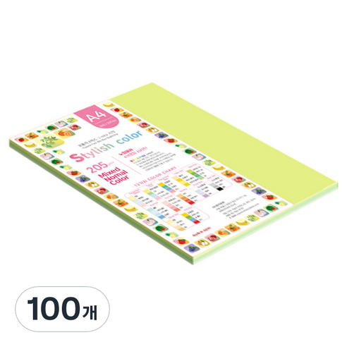 종이문화 SN 스타일리쉬 노멀 두꺼운 혼합색지 205g 05 Green Tone, 100개, A4