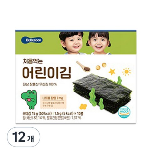 베베쿡 처음 먹는 어린이김, 15g, 12개, 김