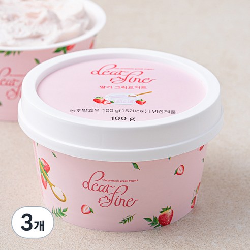 디어파인 딸기 그릭요거트, 100g, 1개입, 3개