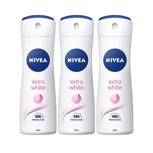 니베아 엑스트라 화이트 데오드란트 스프레이, 60ml, 3개