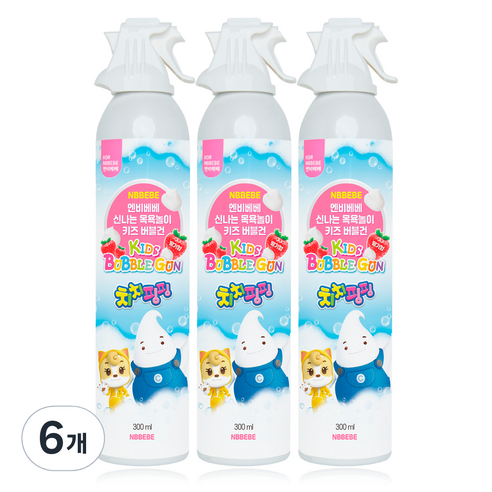 엔비베베 키즈 바디워시 신나는 거품 목욕놀이 클렌저 딸기향, 6개, 300ml