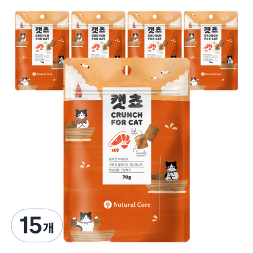 네츄럴코어 캣쵸 고양이간식 70g, 새우맛, 15개