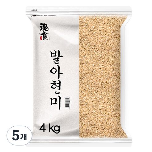 혼식 발아 현미 쌀, 4kg, 5개