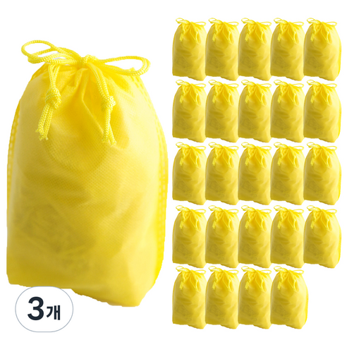 부직포 복주머니 더스트백 22 x 32 cm 25p, 옐로, 3개