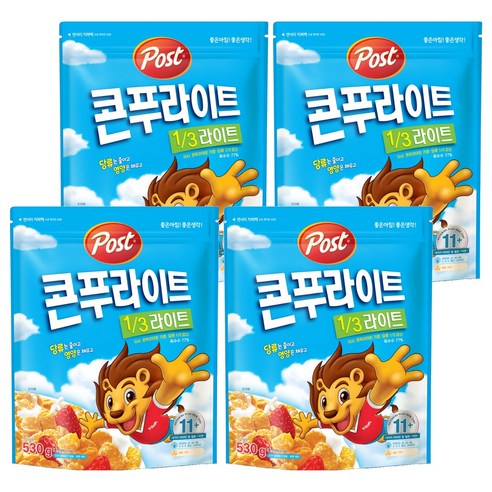 포스트 콘푸라이트1/3슈거라이트 시리얼, 530g, 4개