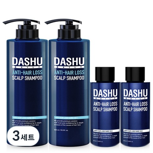 다슈 데일리 한방 두피 골드 두피케어 탈모샴푸 500ml 2p + 50ml 2p 세트, 3세트