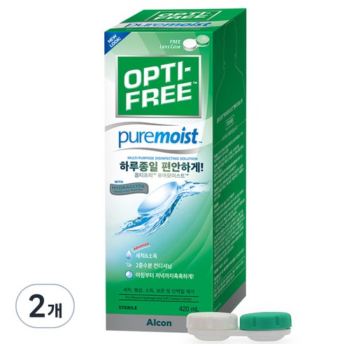 옵티프리 퓨어모이스트 렌즈세정액 + 렌즈케이스, 420ml, 2세트