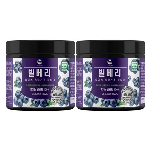 해나식품 유기농 동결건조 와일드 빌베리 분말, 2개, 100g