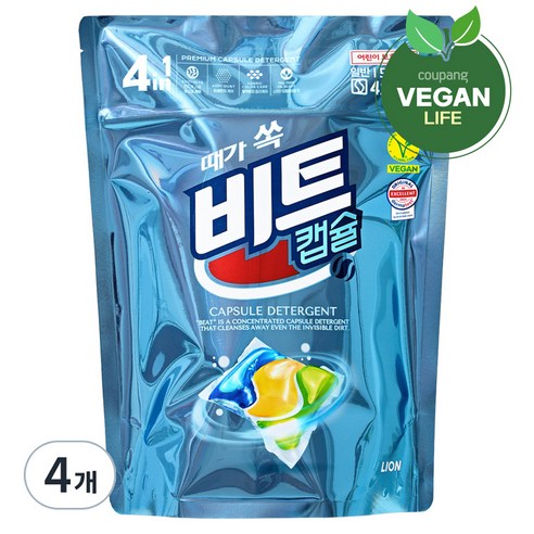 비트 때가 쏙 비트팟 티트리오일향 캡슐세제, 42개입, 4개
