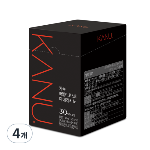 맥심 카누 마일드 로스트 아메리카노, 1.6g, 30개입, 4개