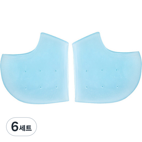 재니홈 뒷꿈치 각질 보습 케어 실리콘 양말 블루 2p, 6세트, 2개입