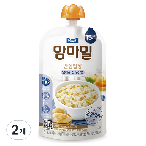 맘마밀 안심밥상 레토르트 이유식 140g, 닭백숙 찹쌀진밥, 140g, 2개