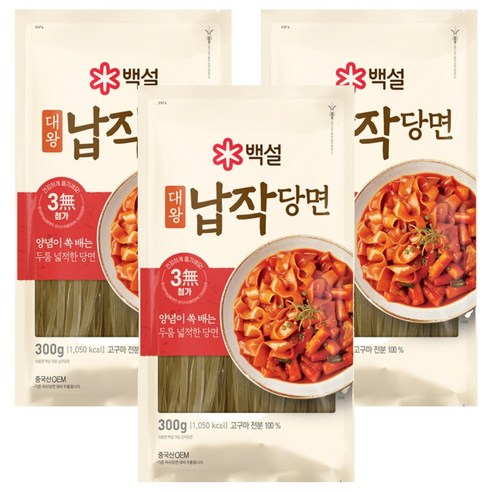 백설 대왕 납작당면, 300g, 3개