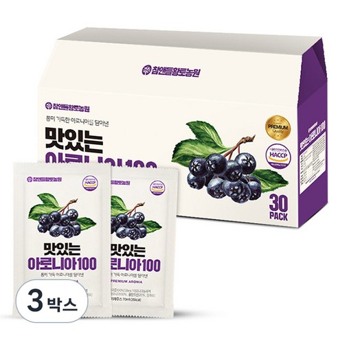 참앤들황토농원 맛있는 아로니아100 즙 30p, 2.1L, 3박스