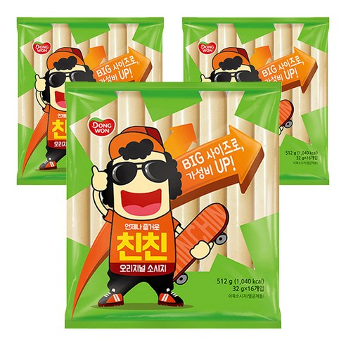동원 친친 오리지널 소시지, 512g, 3개