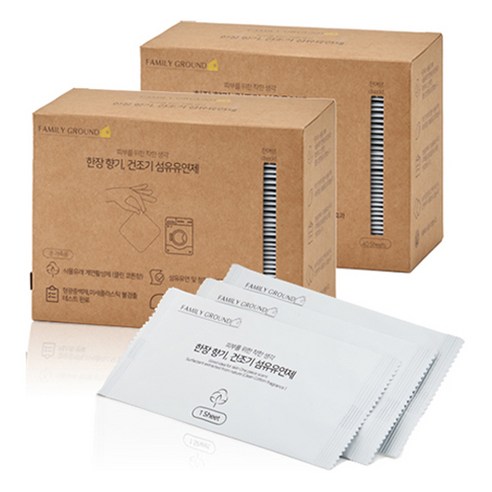 패밀리그라운드 건조기 시트 섬유유연제 클린코튼향, 2개, 40매